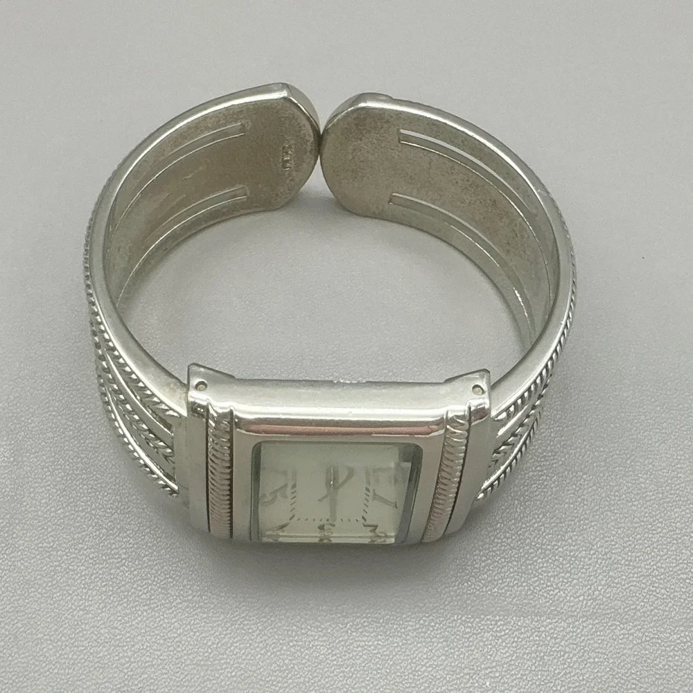 Premier Designs Watch Women's Silver Tone Cuff Bracelet Quartz 7